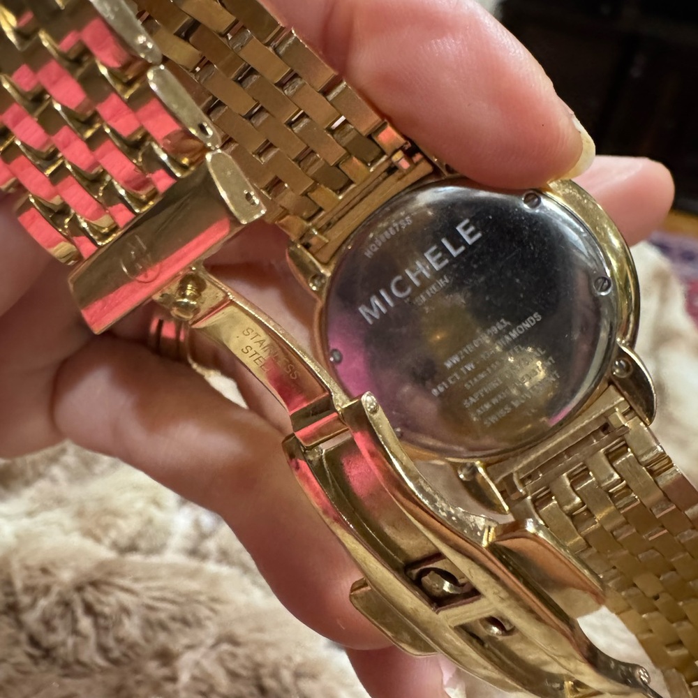 $3999 Michele Serein Diamonds Gold Tone Women's Watch MWW21B000031 - Picture 14 of 15